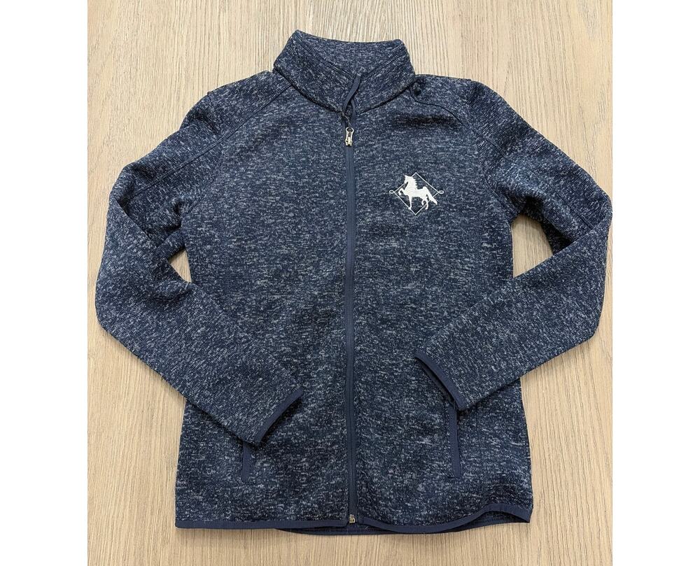Port Authority Women’s Full Zip Fleece Jacket Medium Heather Navy, Horse Logo
